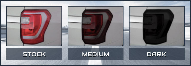 Product Demo Banner - Tail Light Shades Comparison - Stock, Medium, Dark Finishes