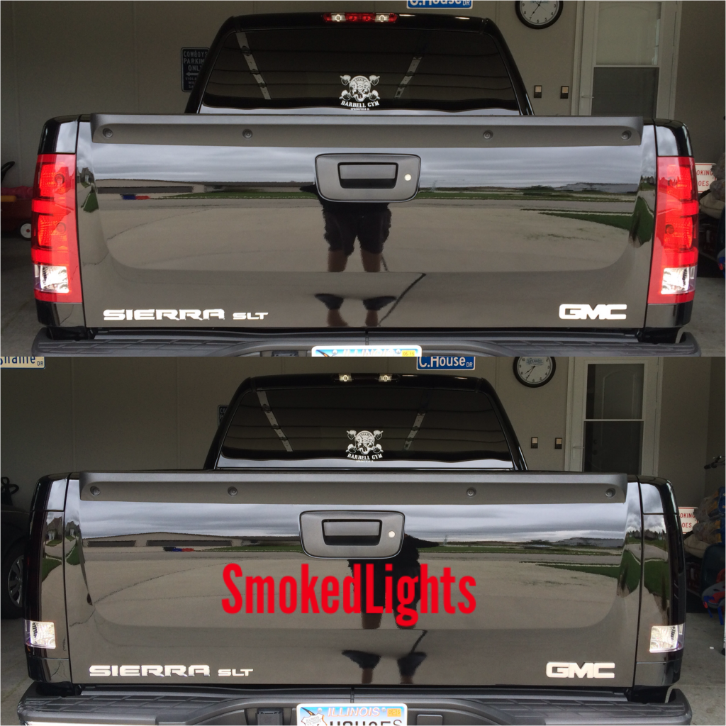 2007-2013 GMC Sierra Smoked Tail Lights (Reverse Clear)