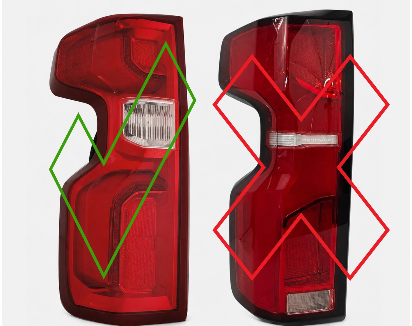 2019-2026 Chevy Silverado LED Smoked Tail Lights, REVERSE CLEAR